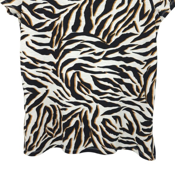 Chicos Zenergy T Shirt Womens 1 US 8/10 Tiger Animal Print Side Slit Stretch - Picture 13 of 16